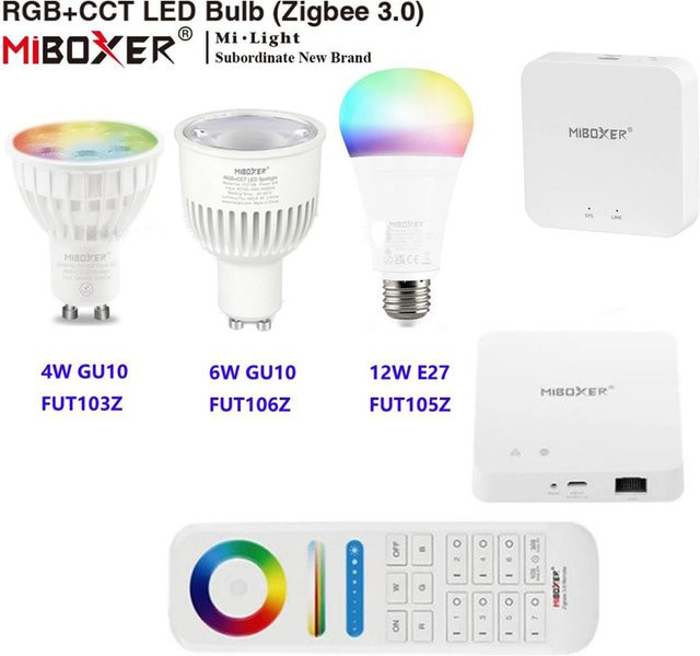Miboxer Zigbee RGB+CCT LED-Leuchtmittel GU10 dimmbar mit WIFI und RF-Fernbedienung in Weiß - Bild 1