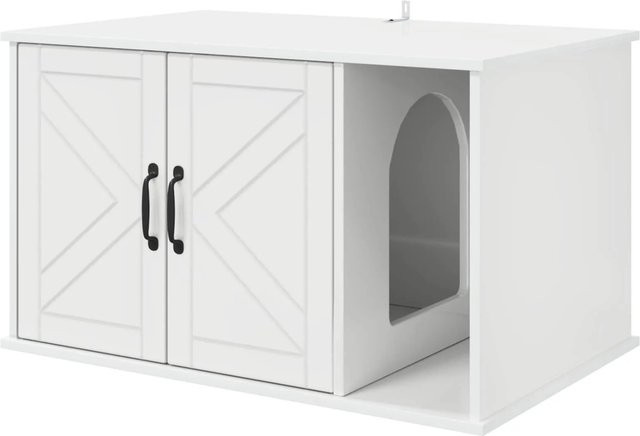 vidaXL Katzenhaus in Hochglanz Weiß aus Holzwerkstoff, B/T/H: 85 x 55 x 50 cm - Bild 1