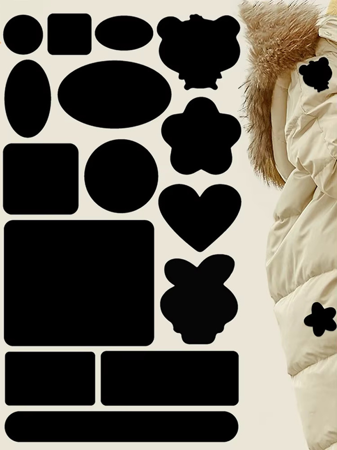 Selbstklebendes Stoffreparatur-Patch-Set in Schwarz, 2-teilig, zur schnellen Reparatur von Daunenjacken und Mänteln - Bild 3