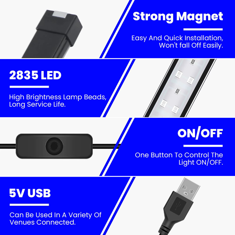 GAHADA UV-LED Schwarzlicht-Lichtleiste in Schwarz mit 10 W und USB-Anschluss für Party und Halloween (365–390 nm) - Bild 5