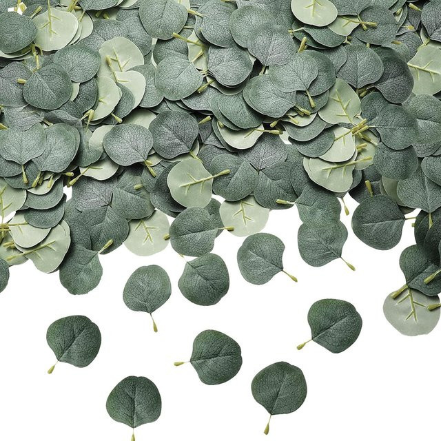 TTCY Künstliche Eukalyptusblätter in Grün aus Textil für Hochzeitsdeko und Blumenkränze - Bild 1