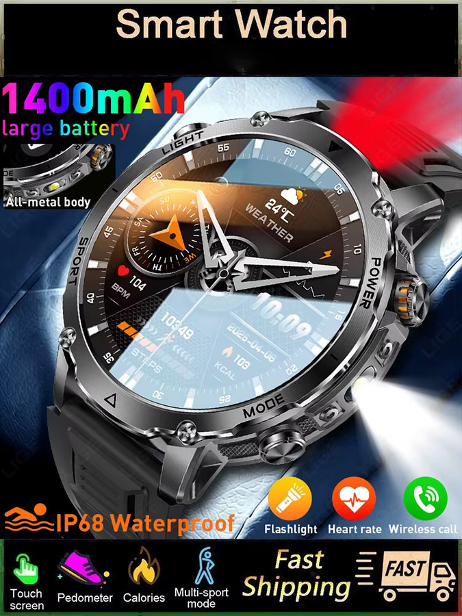 LIGE Smartwatch, Schwarz, Silikon, Unisex, wasserdicht - Bild 7