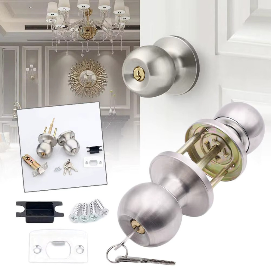 Universal Türgriff Knöpfe für Badezimmer, Eingang und Schlafzimmer in Silber mit Schlüssel und Türschloss-Zubehör - Bild 3