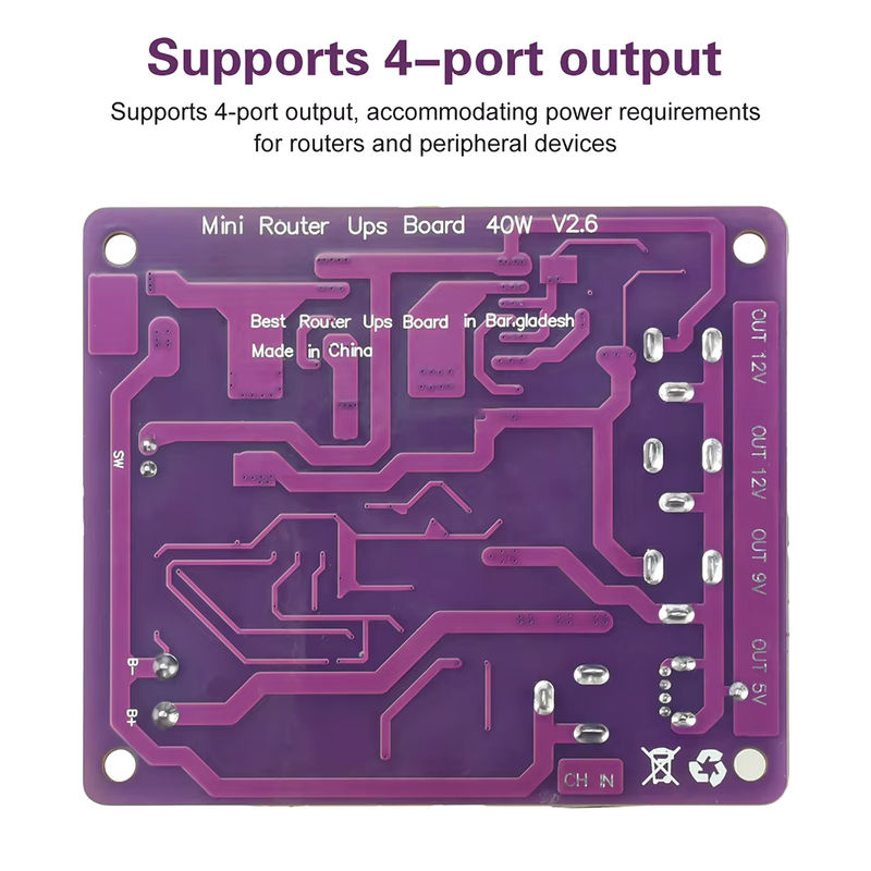 Gaqqee 40W Akku-Ladeplatine als 4-Port Mini-Router UPS-Board mit USB/DC-Anschluss in Lila - Bild 5