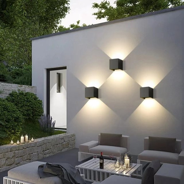 Feiyunlux Moderne Quadratische Außenwandleuchte aus Aluminium in Schwarz, Weiß oder Grau - Bild 1