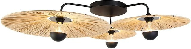 QAZQA Leia Deckenleuchte Schwarz mit Seil, 3-flammig, rustikaler Landhausstil aus Stahl - Bild 1