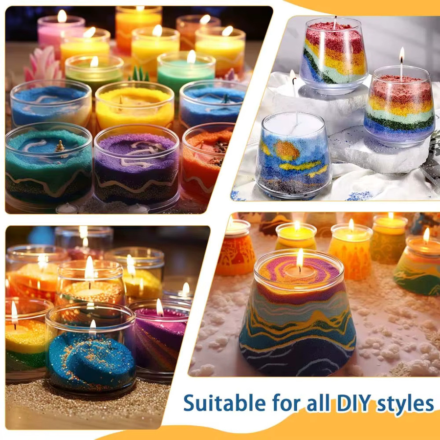 Bunte Perlenkerze aus Sandwachs mit 5 Kerzendochten, 50 g, Multicolor und Schwarz, für deine Kerzenherstellung bei Hochzeiten oder Partys - Bild 2