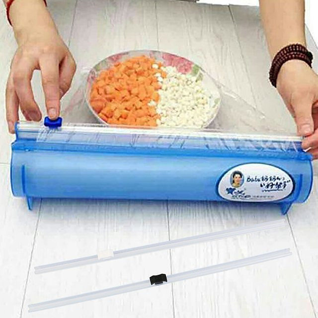 Frischhaltefolien-Spender aus Kunststoff mit integriertem Cutter in Weiß - Bild 1