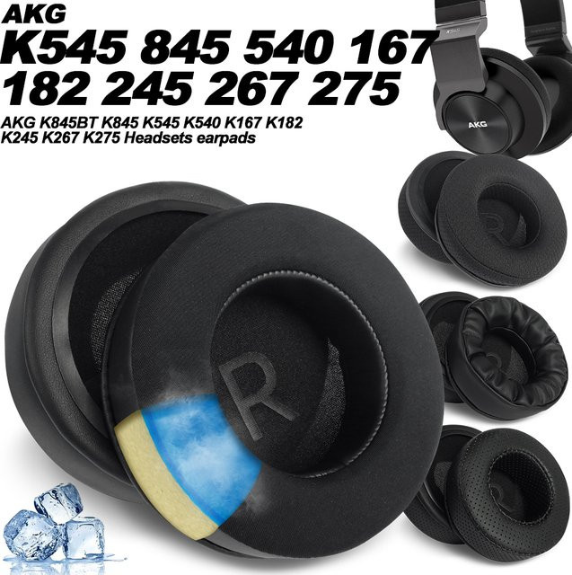 Ersatz-Ohrpolster für AKG K845BT K845 K545 K540 K167 K182 K245 K267 K275 aus Stoff und weichem Protein-Memory-Schaum in Schwarz und Grau - Bild 1