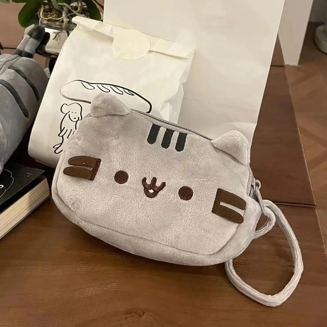 Comrade Doppellagiges Etui mit niedlicher schlafender Katze als praktische Stifttasche für Schüler und Studenten in Grau - Bild 1