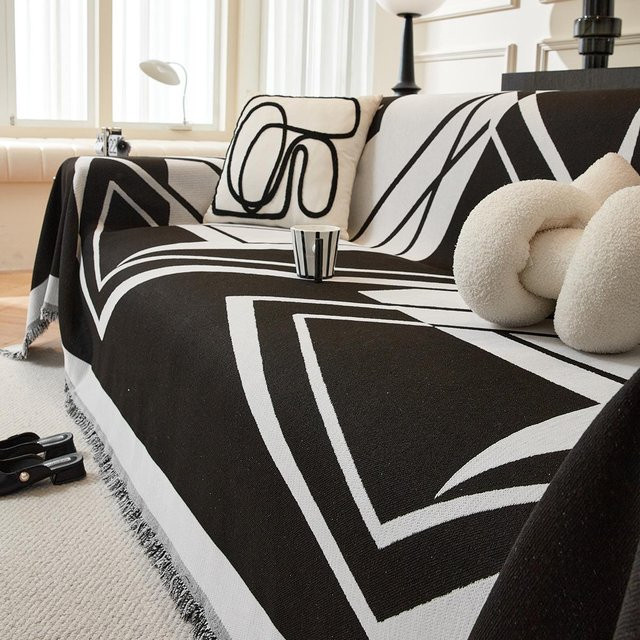 Universal Sofabezug aus Chenille von BC-Warm Home in Schwarz, B/T/H: 230 x 180 cm - Bild 1