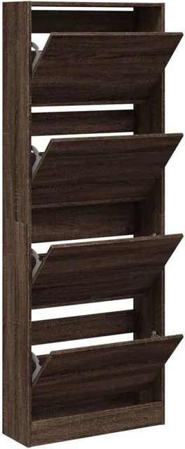 vidaXL Schuhschrank in Braun Eichen-Optik mit Klappfächern, Breite: 60 cm, Tiefe: 21 cm, Höhe: 163,5 cm - Bild 1
