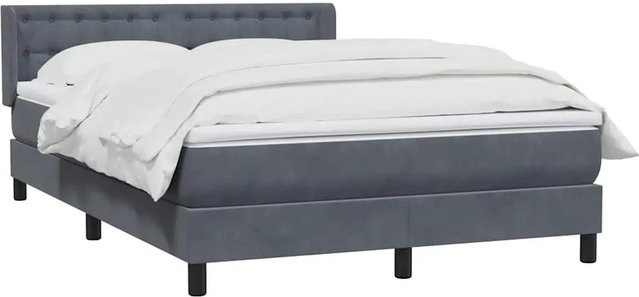 vidaXL Boxspringbett mit Matratze Dunkelgrau Samt B/T/H: 160 x 210 x 78 cm - Bild 1