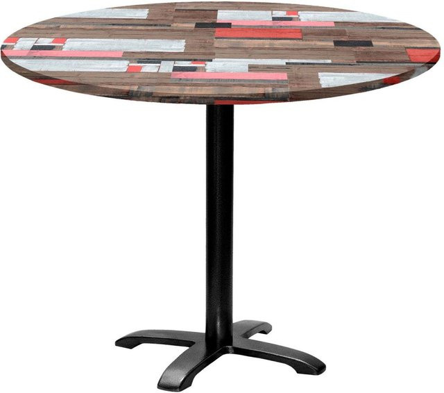 RestooTab Tisch Bazila rund, Durchmesser: 110 cm, Höhe: 74 cm, Platte mehrfarbig, Gestell schwarz - Bild 1