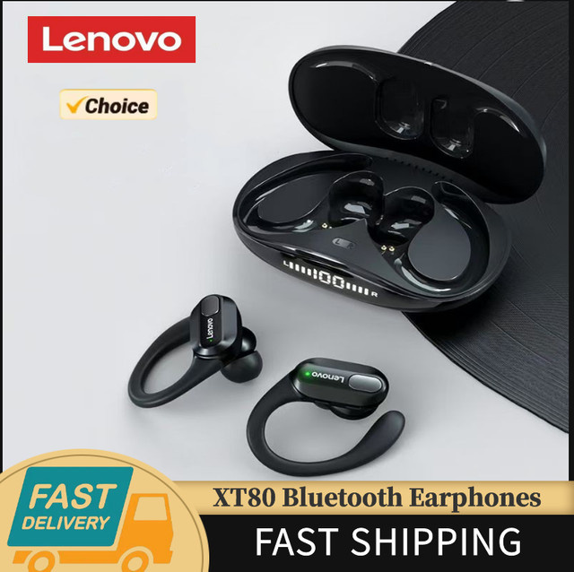 Lenovo ThinkPlus XT80 Kabellose Bluetooth In-Ear Sport-Ohrhörer mit Geräuschunterdrückung und HiFi-Stereo in Schwarz - Bild 1