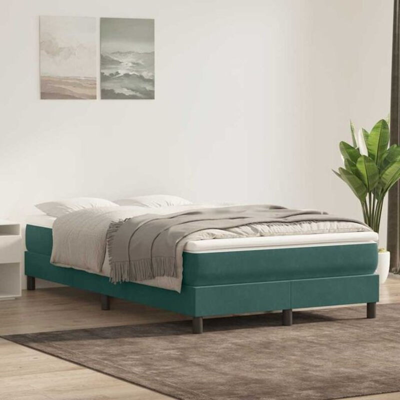 vidaxl Boxspringbett aus Samt in Grün ohne Matratze B/T/H: 120 x 220 cm - Bild 1