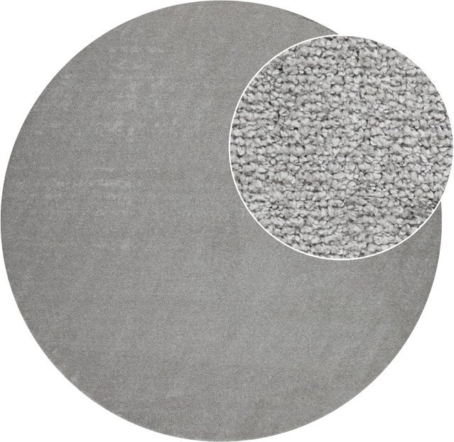 Runder Teppich Portivo in Silber, pflegeleicht und strapazierfähig, Durchmesser: 160 cm - Bild 1