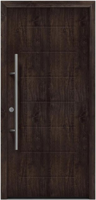EcoStar Haustür Isopro Secur IPS 015 Eiche Dunkel B: 110 cm, H: 210 cm, DIN Links - Bild 1