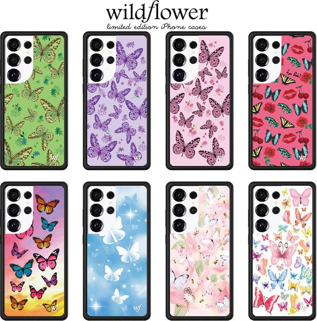 Wildflower ins Bunte Schmetterlings-Handyhülle für Samsung Galaxy S26 S25 S24 S23 Ultra, stoßfeste Rückabdeckung in Rosa - Bild 1