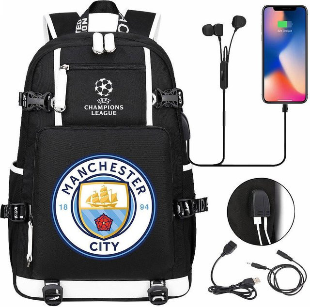 3-teiliges Schulrucksack-Set in Schwarz aus Oxford-Stoff mit großem Fassungsvermögen, Schultasche und Federmäppchen, B/T/H: 47 x 30 x 15 cm - Bild 1