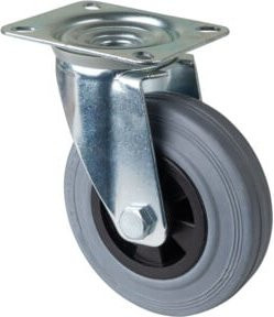 BS Lenkrolle aus verzinktem Stahl mit Kunststoffrollen, Durchmesser: 125 mm, Tragkraft: 100 kg, Farbe: Grau - Bild 1