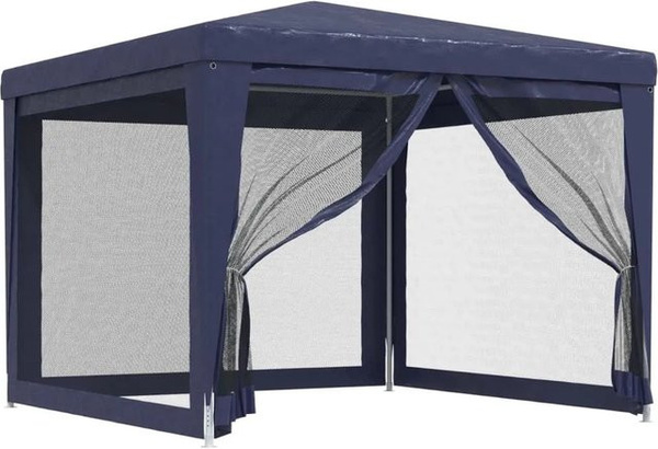 Furnicato Partyzelt Blau mit 4 Mesh-Seitenwänden aus HDPE und Eisen, B/T/H: 300 x 300 x 246 cm