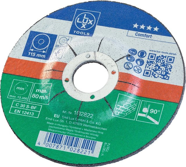 LUX-TOOLS Gewebe-Trennscheibe für Stein, Durchmesser: 115 mm, Farbe: Multicolour - Bild 1