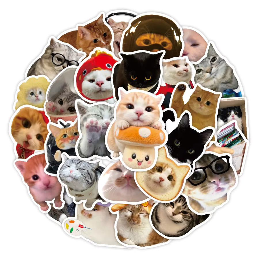 Rspctou Kawaii Tier-Katzen-Graffiti-Aufkleber mit lustigen Kätzchen-MEMEs in Multicolour für Koffer, Helm, Laptop und Handy - Bild 2