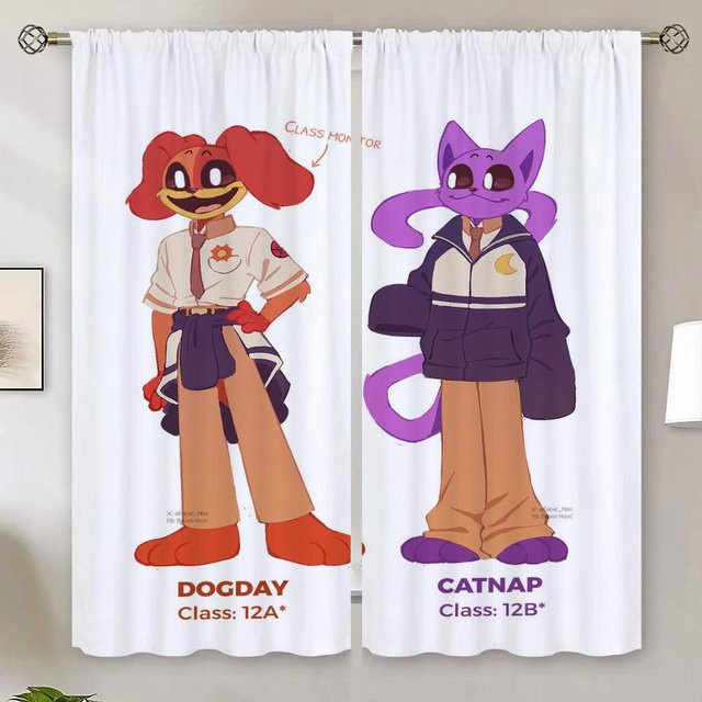 CATNAP DOGDay Verdunkelungsvorhänge für Schlafzimmer und Wohnzimmer, 2er-Set, Farbe: Weiß, Breite: 132 cm, Höhe: 213 cm - Bild 1