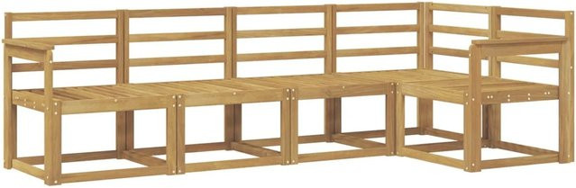 vidaXL Outdoor-Sofagarnitur 5-teilig aus Massivholz Akazie in Weiß, L-Form mit Latten-Design - Bild 1