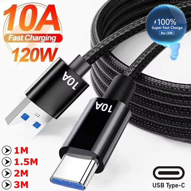 Xiaomi USB-A auf Typ-C Schnellladekabel 120W 10A, geflochtenes Datenkabel in Schwarz - Bild 1