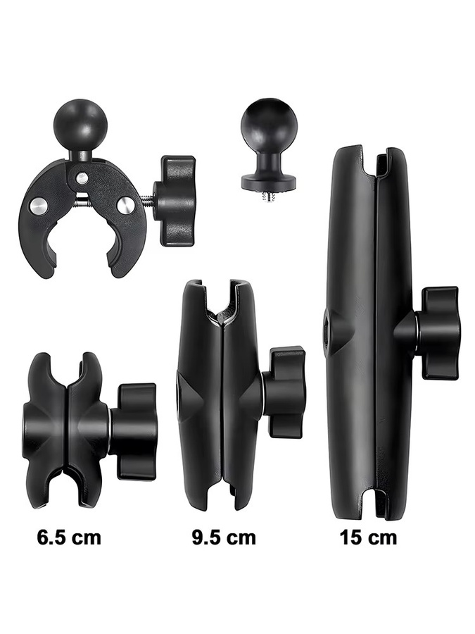 Yaoiler Doppelgelenkarm-Handyhalterung mit 25mm 1-Zoll-Kugelkopfklemme in Schwarz für Fahrrad, Motorrad und Action-Kameras - Bild 5
