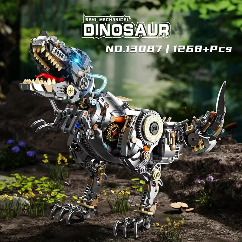 HUATEC Mechanisches T-Rex Modell Dinosaurier-Bausteine aus Kunststoff in Multicolour als pädagogisches DIY-Set - Bild 2
