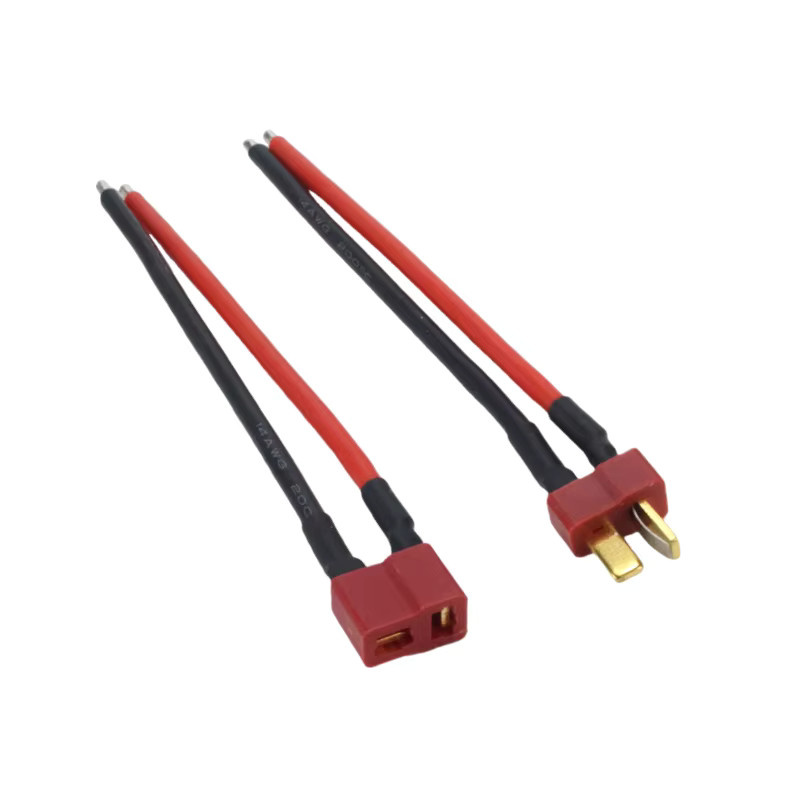 T-Stecker Männlich/Weiblich mit 100mm 14AWG Silikonkabel in Rot für RC-Akku, ESC und FPV-Drohne - Bild 2