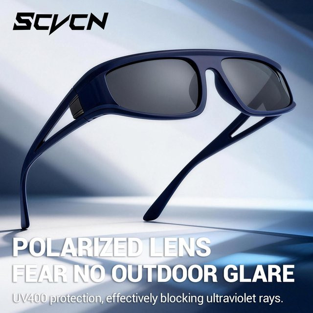 SCVCN Sportsonnenbrille, Unisex, Vollrand, Schwarz, Kunststoff, polarisiert - Bild 1