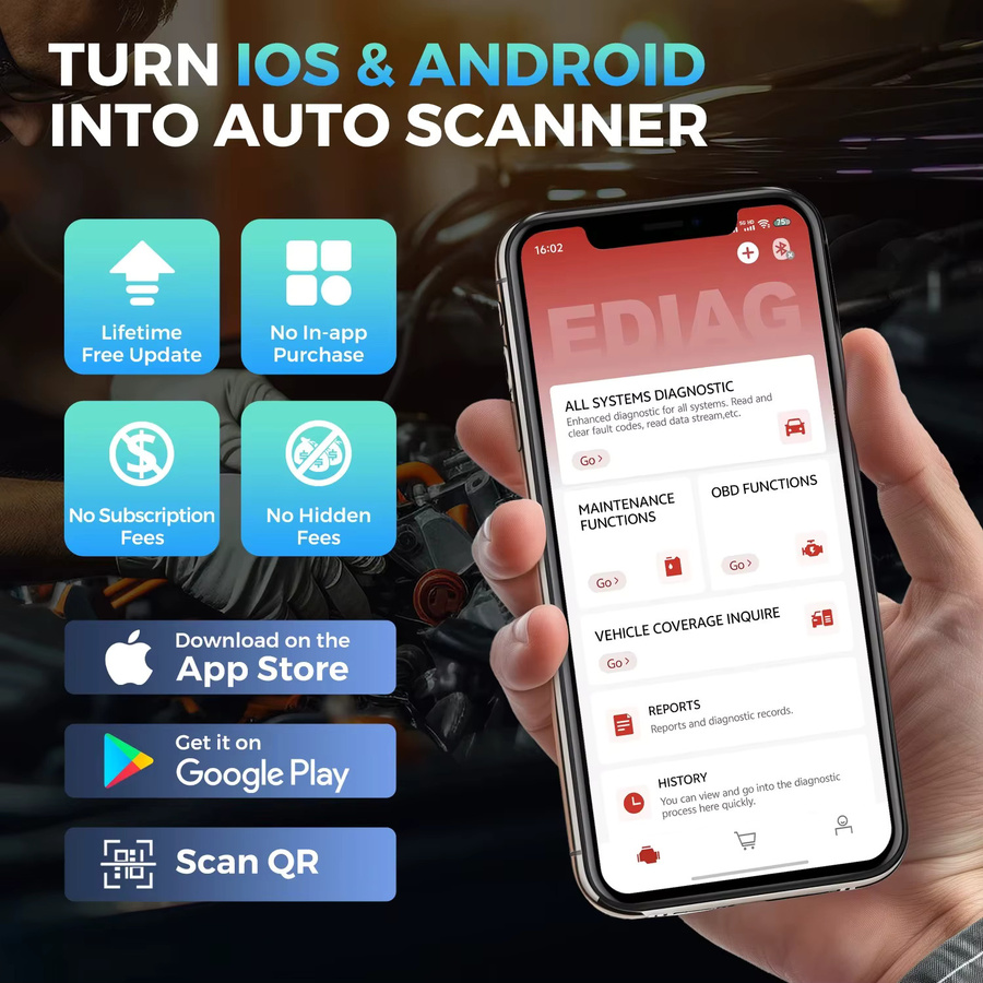 THINKCAR thinkdiga 2 KINGBOLEN ediag plus OBD Scanner für deutsche Autos mit ECU Codierung und aktiven Tests in Schwarz - Bild 4