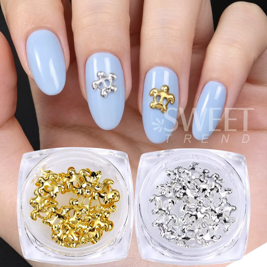 SWEET TREND Nageldeko Mini-Schildkröten Metallisch Gold Silber, Unisex - Bild 2