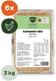 BARFER'S Komplett-Mix Geflügel 6 x 500 g - Bild 1