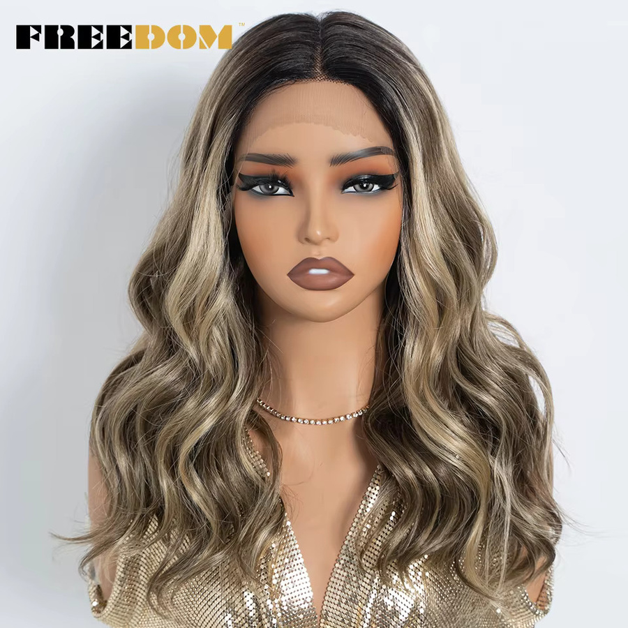 FREEDOM Lace-Front-Perücke, Ombre Braun-Blond, lockig gewellt, Damen - Bild 2