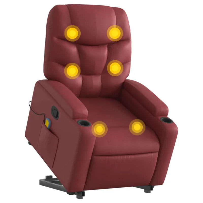 Vidaxl Relaxsessel Aufstehhilfe Massagesessel aus Kunstleder in Rot - Bild 6