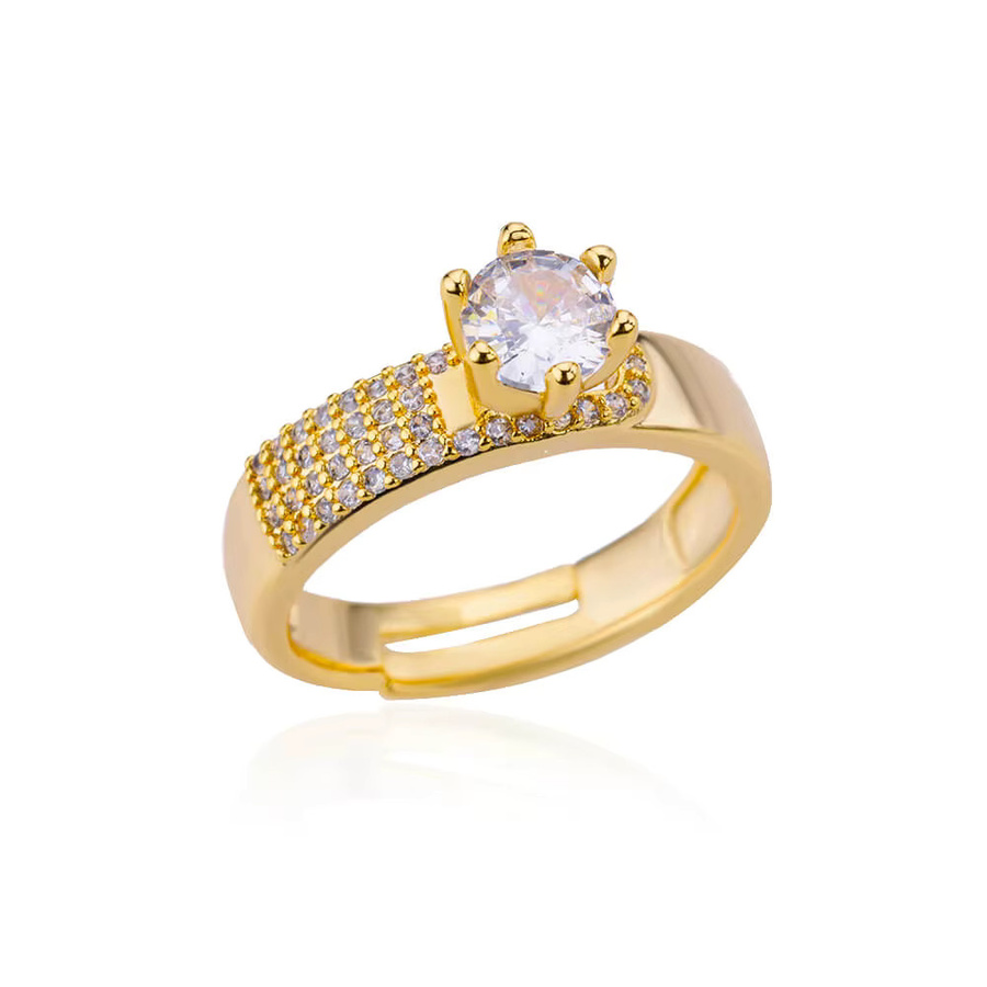 HPTOTMG Ringe, Gold, Edelstahl, Zirkonia, Damen, Minimalistisch - Bild 2