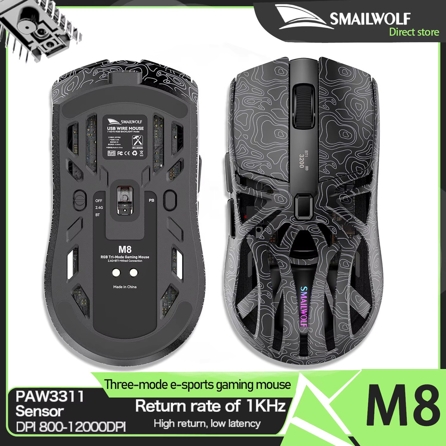 SMAILWOLF M8 Drahtlose Bluetooth Gaming-Maus mit RGB und Magnetladung in Schwarz - Bild 3
