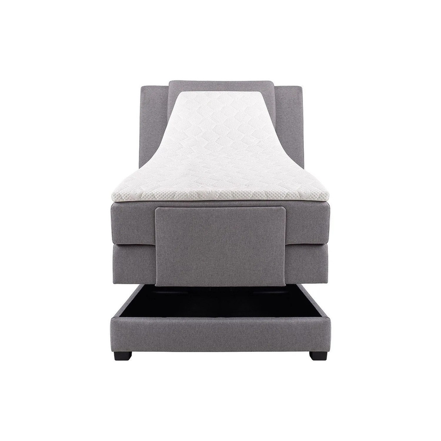 Vente-unique Boxspringbett Castel in Lichtgrau mit motorisierter Kopfteilverstellung, Breite: 100-120 cm, Tiefe: 200 cm - Bild 2
