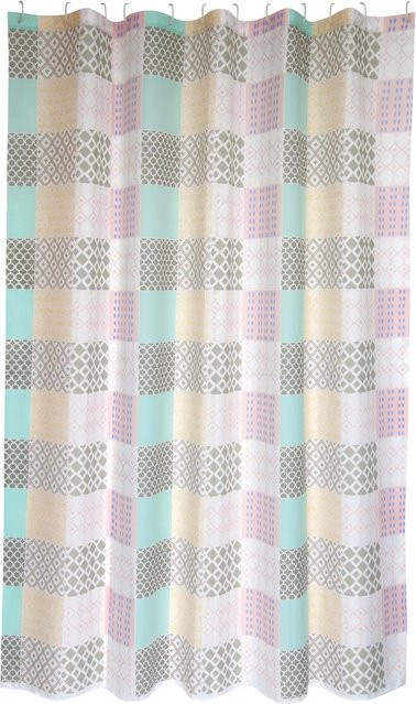 MSV Duschvorhang Ceramique aus Polyester, Mehrfarbig, B: 180 cm, H: 200 cm - Bild 1