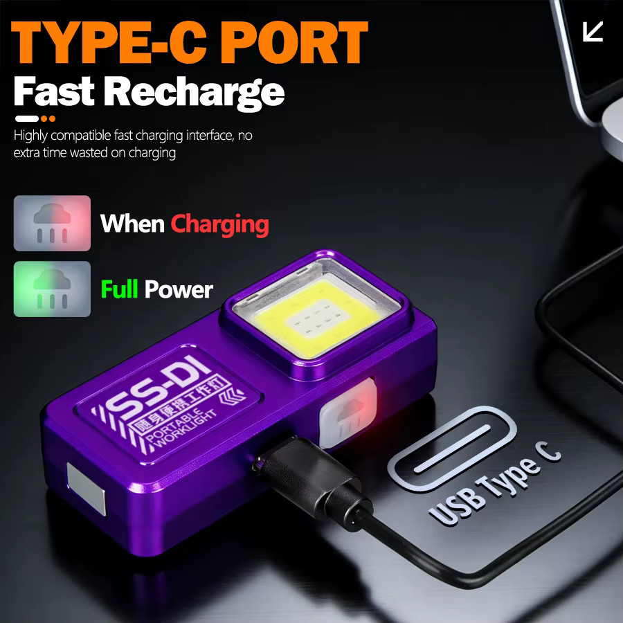NEWBIRTH LED COB Mini-Taschenlampe mit Magnet und USB-Wiederaufladung für Outdoor, Camping und Arbeit - Bild 2