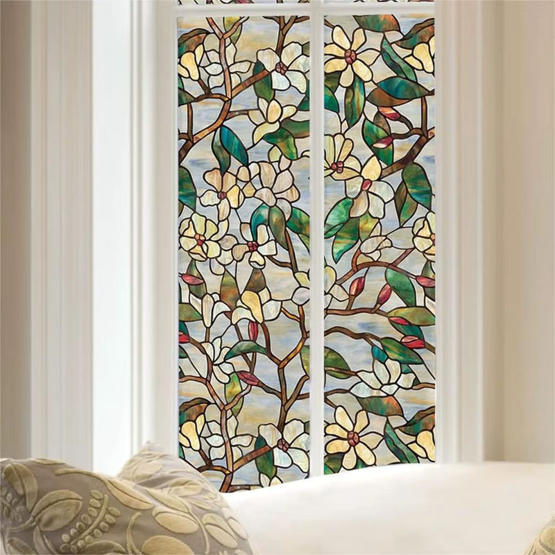 WXSHSH Fensterfolie Statische PVC Privatsphäre Folie Floral Beige für Glas Fenster Türen und Schränke B: 100 cm, H: 30 cm, T: 30 cm - Bild 3
