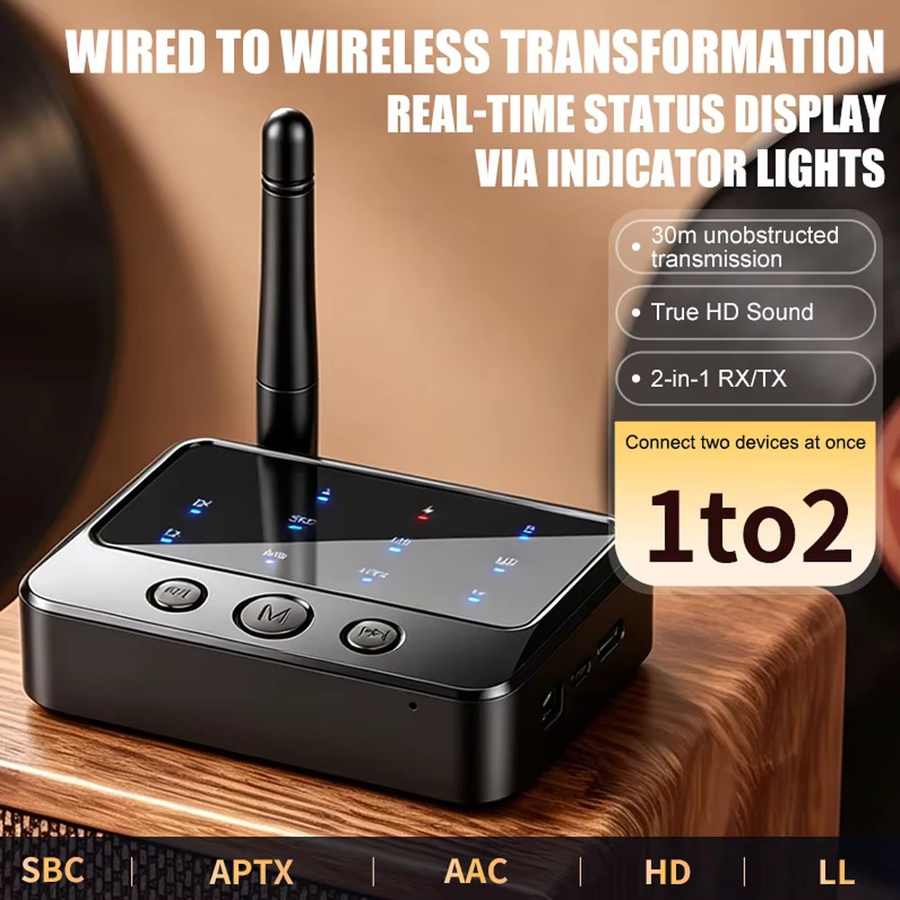 KEBIDU Bluetooth 6.0 Empfänger und Sender 2-in-1 Audio-Adapter mit AptX-Adaptive, AD, HD, LL und AAC/SBC in Schwarz - Bild 4