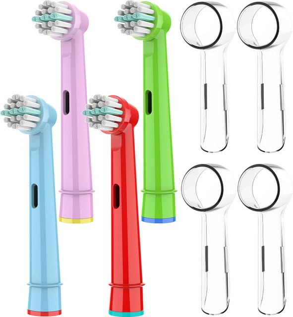 Eelhoe Ersatzbürstenköpfe und staubdichte Zahnbürstenkopfabdeckungen Set, 4 Stück, Multicolor, kompatibel mit Oral B elektrischen Zahnbürsten für 1000 und 9000 - Bild 1