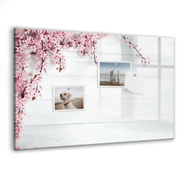 Tulup Magnettafel aus Glas mit Frühlingsblumen Design, Whiteboard, B: 60 cm, H: 40 cm - Bild 1