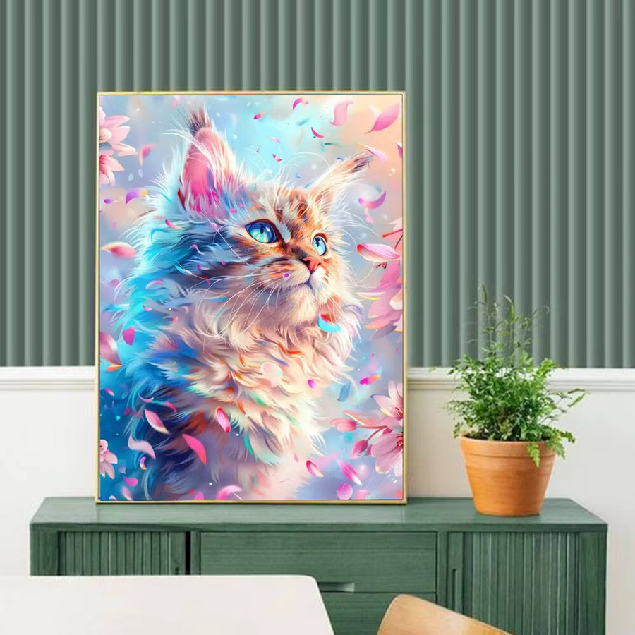 Huacan DIY Diamantgemälde Katze 5D Mosaik Stickerei Set mit Vollbohrer in Multicolor, Breite: 30,0 cm, Höhe: 20,0 cm - Bild 2
